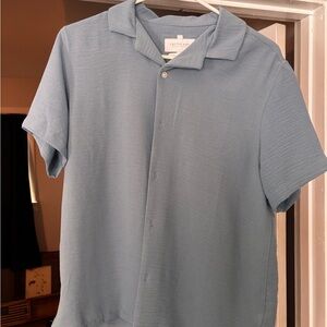 Cactus Men’s Dusty Blue Short-Sleeve Button-Down Shirt